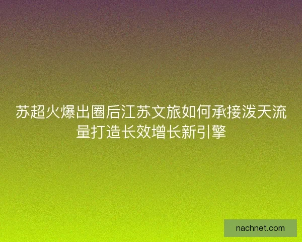 苏超火爆出圈后江苏文旅如何承接泼天流量打造长效增长新引擎
